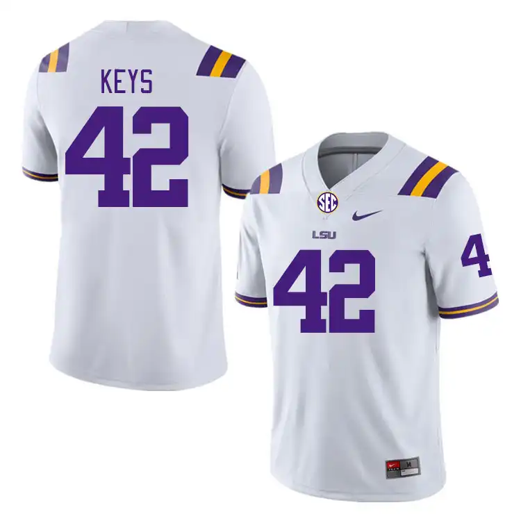 Men's LSU Tigers Davhon Keys #42 White NCAA Football Jersey